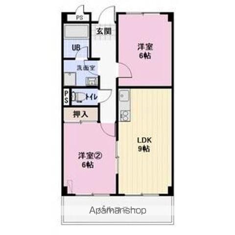 LIMPIAエスポワール西中田(2LDK/3階)の間取り写真