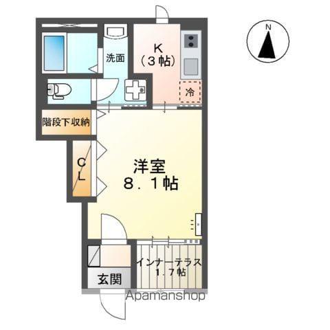 シルキーⅡ(1K/1階)の間取り写真