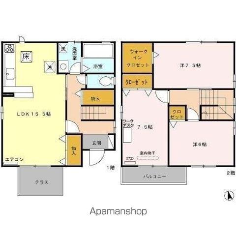 長野県長野市 2階建 築19年(3LDK)の間取り写真