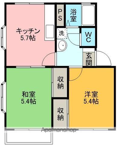 コーポかいとう(2DK/2階)の間取り写真