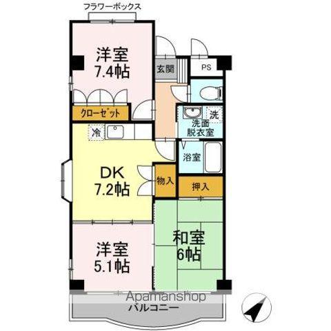 レジデンス山崎(3DK/2階)の間取り写真