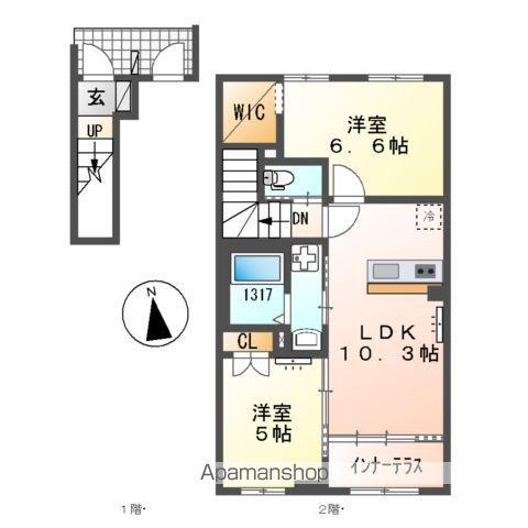 SUNELIN・LUPINUS(2LDK/2階)の間取り写真