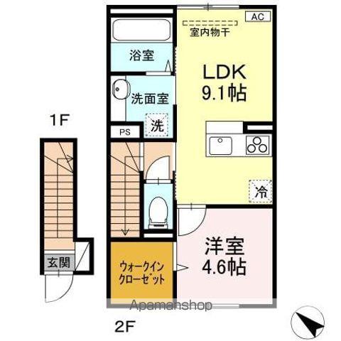 レスア柏崎III(1LDK/2階)の間取り写真