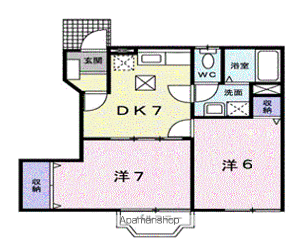 ルムス湯布院(2DK/1階)の間取り写真
