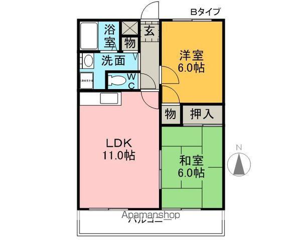 コアロードⅠ(2LDK/3階)の間取り写真
