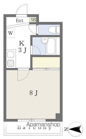 KANNO高松マンション(1K/4階)の間取り写真
