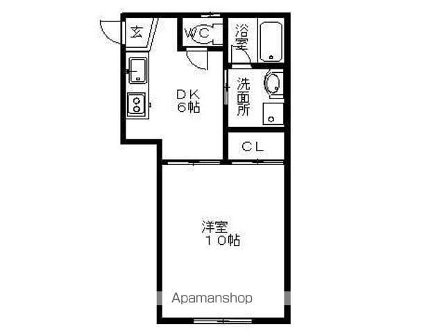 鐘はうす(1DK/1階)の間取り写真