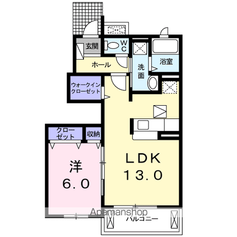 インクルードピュア・Ⅱ(1LDK/1階)の間取り写真