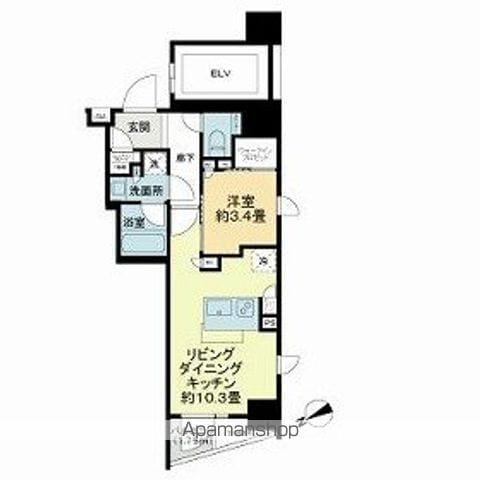 ザ・ライオンズミレス蔵前(1LDK/15階)の間取り写真