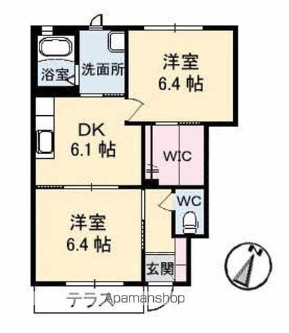 シャーメゾンホワイト1(2DK/1階)の間取り写真