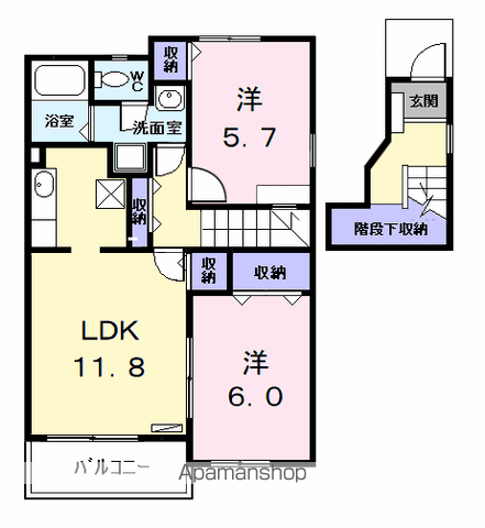 グランディール・N(2LDK/2階)の間取り写真