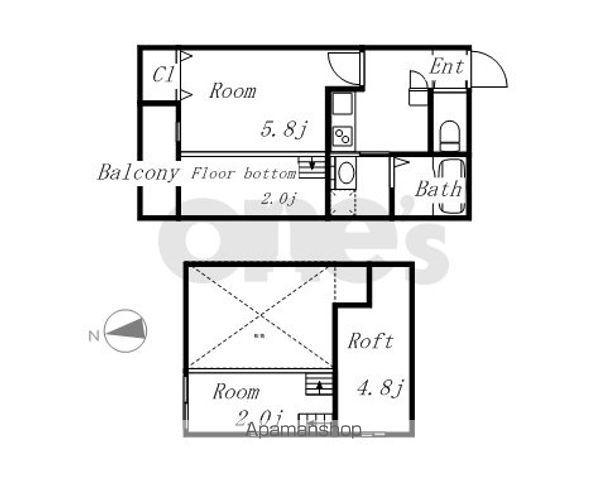 ヴィサージュ新栄(1K/1階)の間取り写真