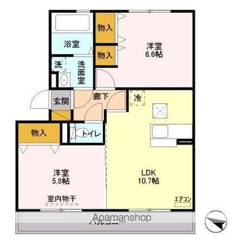 ボヌールおおたかの森Ⅰ(2LDK/1階)の間取り写真