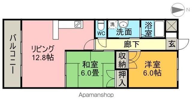 センチュリーパーク正保1番館(2LDK/2階)の間取り写真