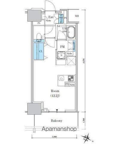 ロイヤルパークスER万代(ワンルーム/6階)の間取り写真