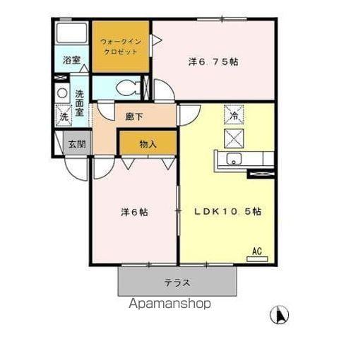 セレッソ大塚 A(2LDK/1階)の間取り写真