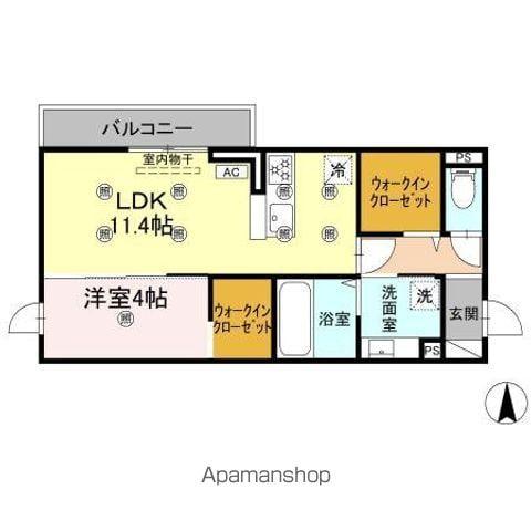 クランツ古川西A棟(1LDK/3階)の間取り写真