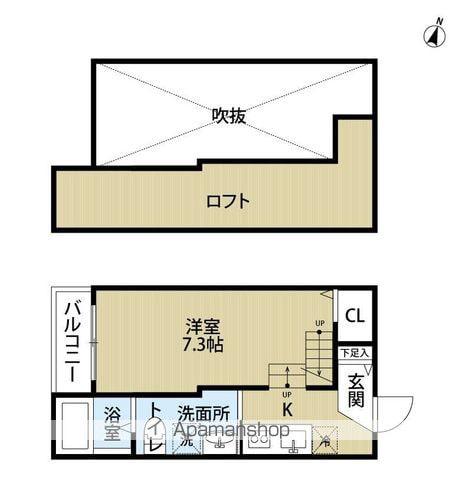サンリーフ香椎(1K/2階)の間取り写真