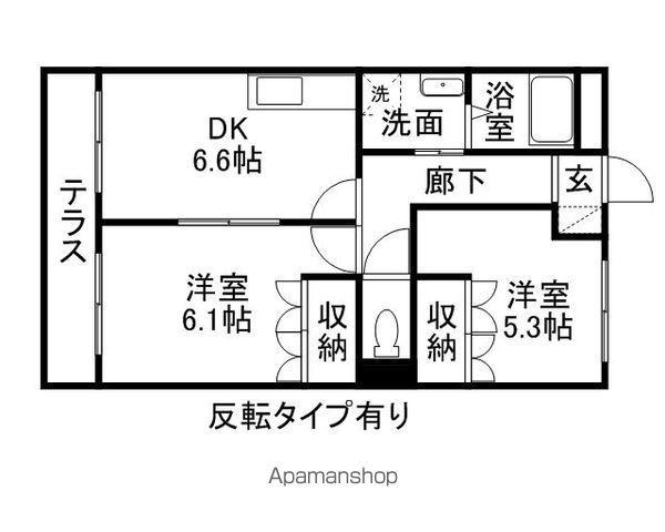 ファニープレイス(2DK/1階)の間取り写真