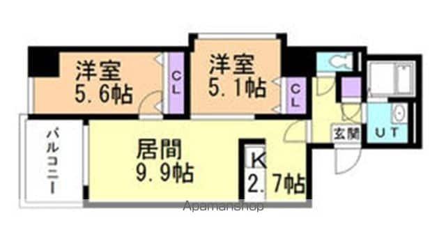 HS COURT医大前(2LDK/7階)の間取り写真