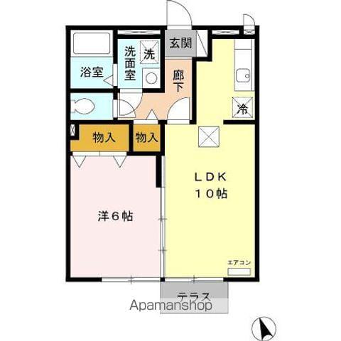 アヴニール合川(1LDK/1階)の間取り写真