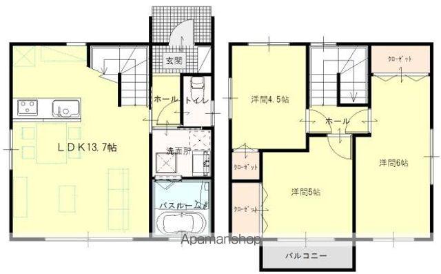 伊予鉄道横河原線 いよ立花駅 徒歩13分 2階建 築13年(3LDK)の間取り写真