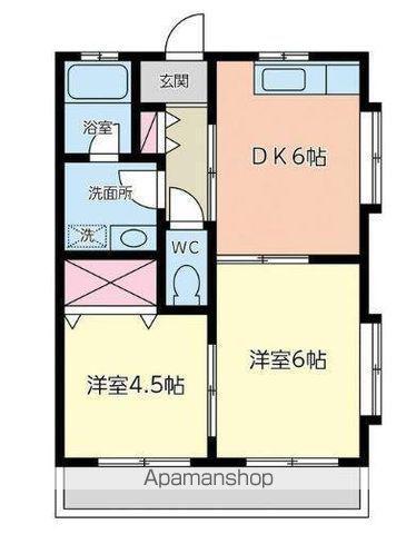 エトワールⅠ(2DK/2階)の間取り写真