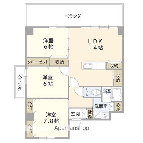 サンビセンテ佐真下(3LDK/3階)の間取り写真