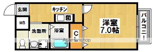 シャルム砂道(1K/1階)の間取り写真