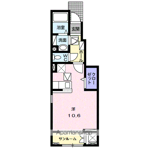 メゾン・フラン(ワンルーム/1階)の間取り写真