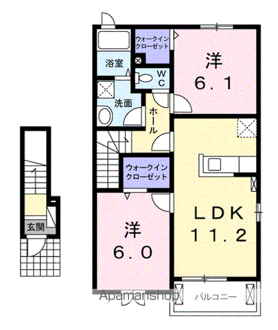 グレイスハーモニーⅠ(2LDK/2階)の間取り写真