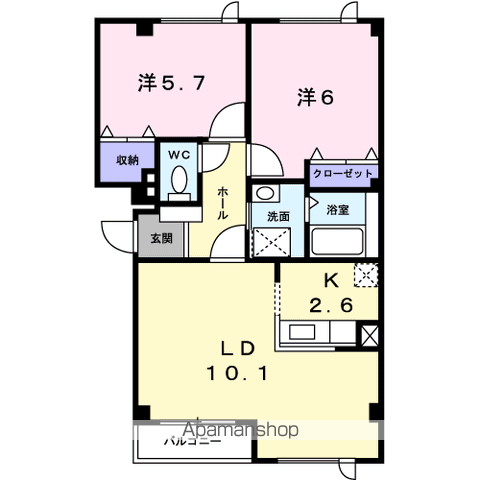 グリーンフィールドⅠ(2LDK/1階)の間取り写真