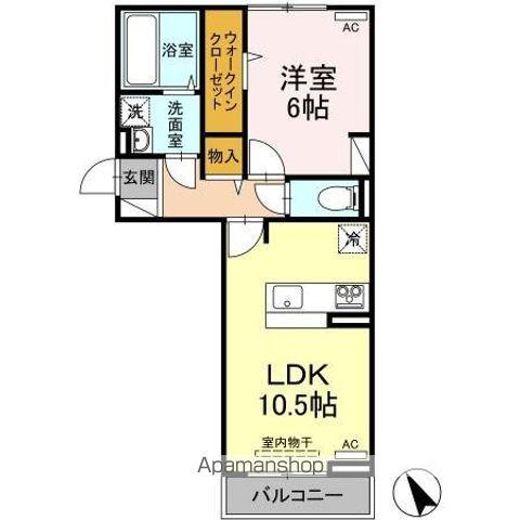 エルフォルク(1LDK/2階)の間取り写真