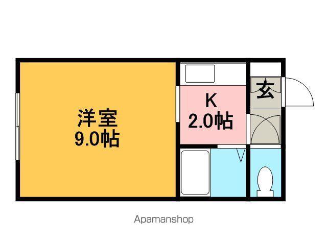 ドミールK(1K/1階)の間取り写真