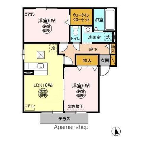 リビングタウンみどりの(2LDK/1階)の間取り写真