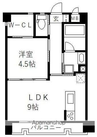 アールズプレイス福岡香椎駅前(1LDK/2階)の間取り写真
