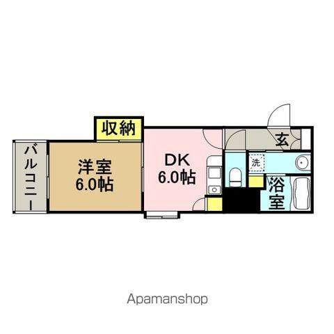 西田ビル11(1DK/6階)の間取り写真