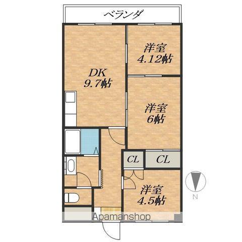 シャルム帯広(3DK/1階)の間取り写真