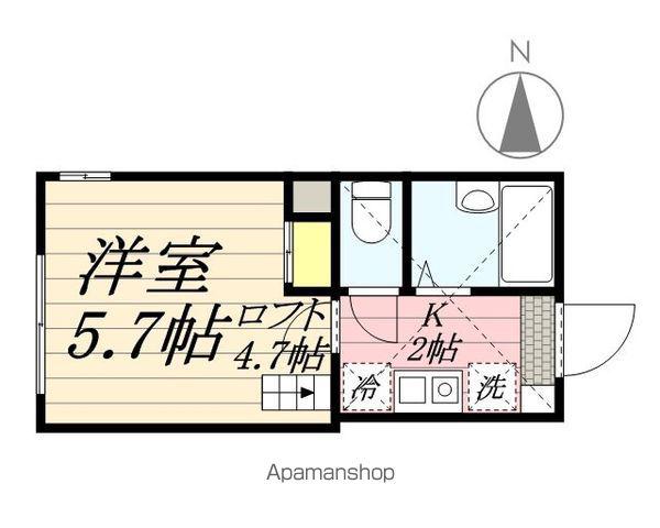 メープルコート(1K/2階)の間取り写真