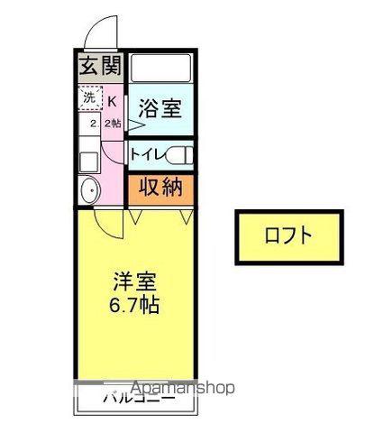 レジデンスYURI(1K/2階)の間取り写真