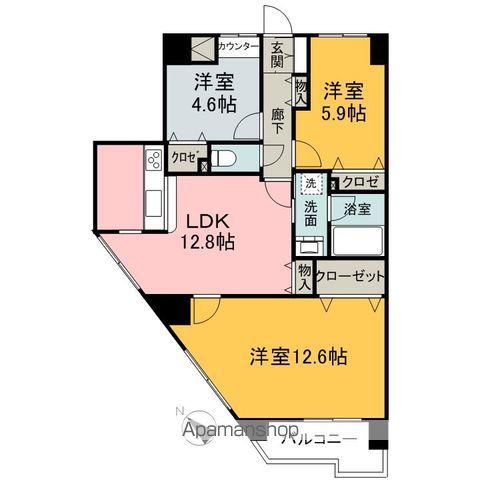 キャッスルマンション入間駅前(3LDK/7階)の間取り写真