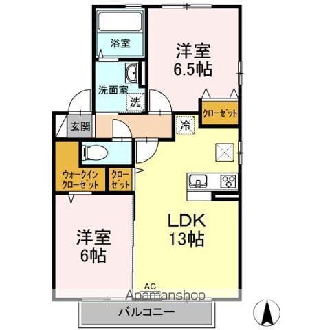 アセーボII棟(2LDK/1階)の間取り写真