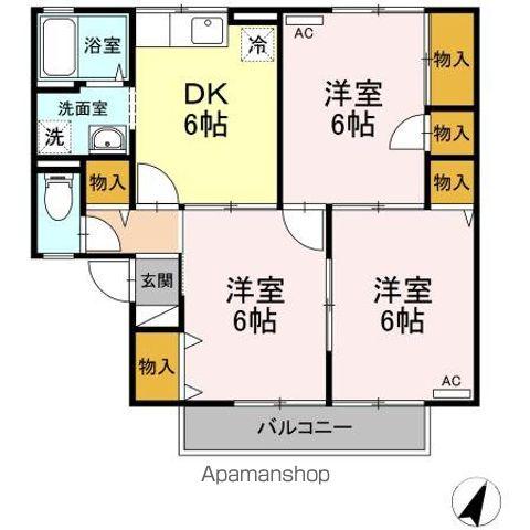 エスポアール壱番館(3DK/1階)の間取り写真