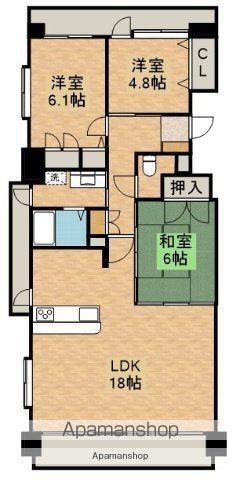 グリーンヒル宮崎駅前(3LDK/12階)の間取り写真