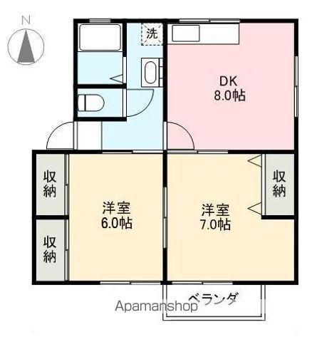 クレールB(2DK/2階)の間取り写真