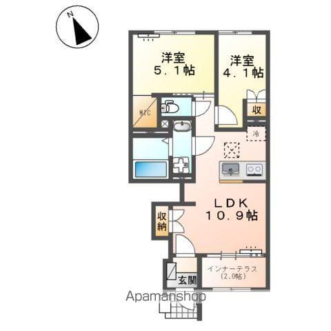 新発田市諏訪町アパート(2LDK/1階)の間取り写真