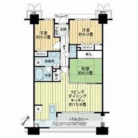 サーパス南万代(3LDK/4階)の間取り写真