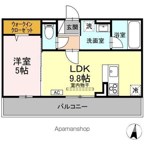 DーROOM新白河 II(1LDK/3階)の間取り写真