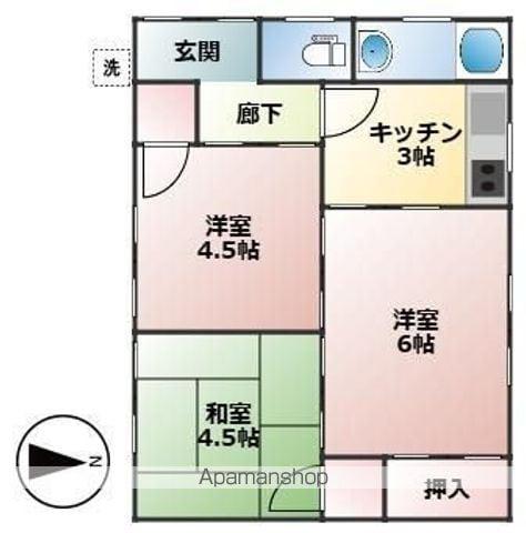 伊予鉄道郡中線 土居田駅 徒歩8分 2階建 築37年(3K)の間取り写真