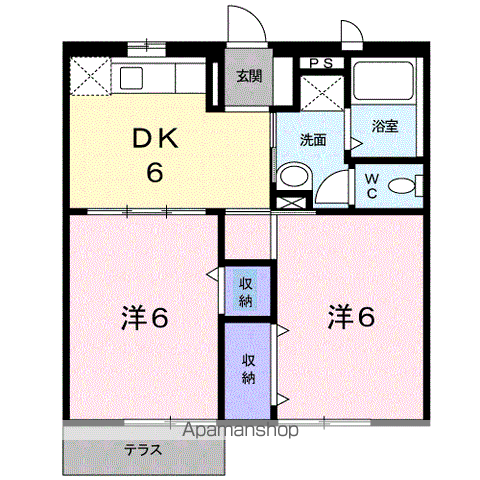 サンテラス窪A(2DK/1階)の間取り写真